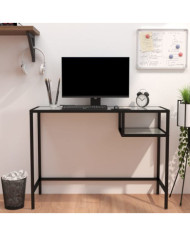 Bureau d'ordinateur Marbre blanc 100x36x74 cm Verre trempé | Mobilier & Déco