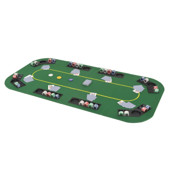 Dessus de table de poker 8 joueurs 4 plis rectangulaire Vert | Mobilier & Déco