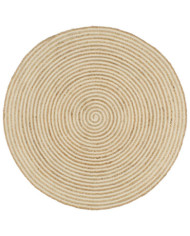Tapis fait à la main Jute avec design de spirale Blanc 90 cm | Mobilier & Déco