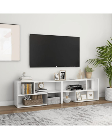 Meuble TV Blanc brillant 149x30x52 cm Bois d'ingénierie | Mobilier & Déco
