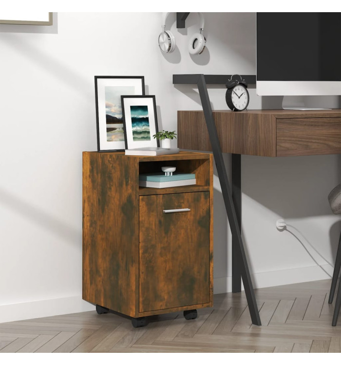 Armoire appoint à roues Chêne fumé 33x38x60cm Bois d'ingénierie | Mobilier & Déco