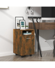 Armoire appoint à roues Chêne fumé 33x38x60cm Bois d'ingénierie | Mobilier & Déco