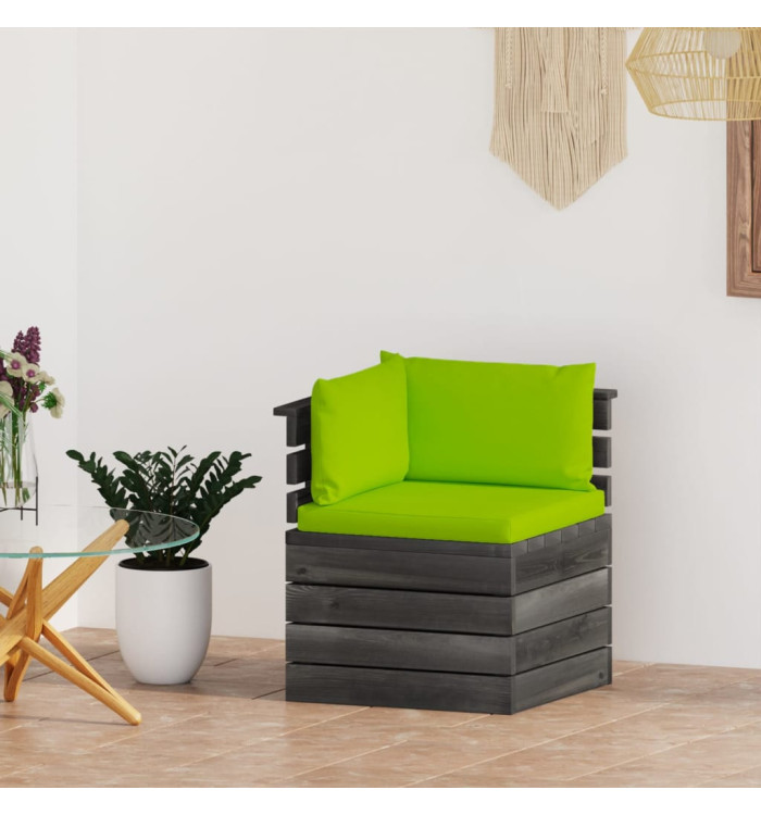 Canapé d'angle palette de jardin avec coussins Bois de pin | Mobilier & Déco