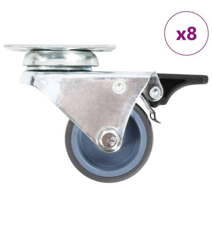 8 pcs Roulettes pivotantes doubles 50 mm | Mobilier & Déco