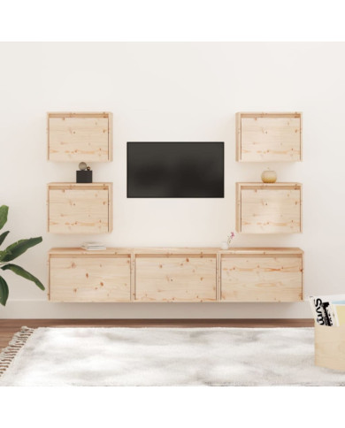 Meubles TV 7 pcs Bois massif de pin | Mobilier & Déco