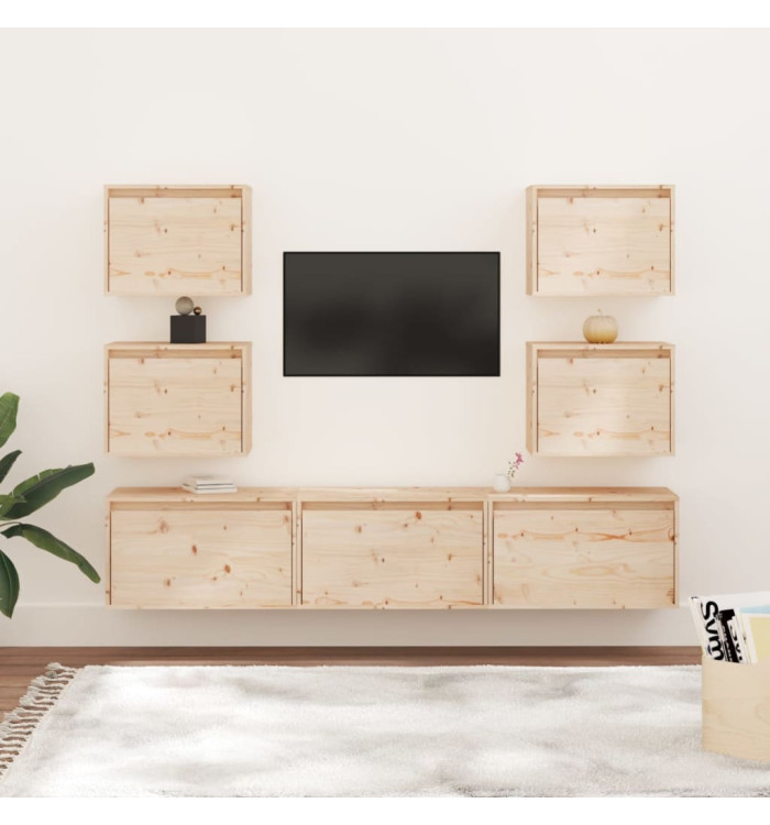 Meubles TV 7 pcs Bois massif de pin | Mobilier & Déco