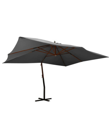 Parasol de jardin en porte-à-faux avec mât en bois anthracite | Mobilier & Déco