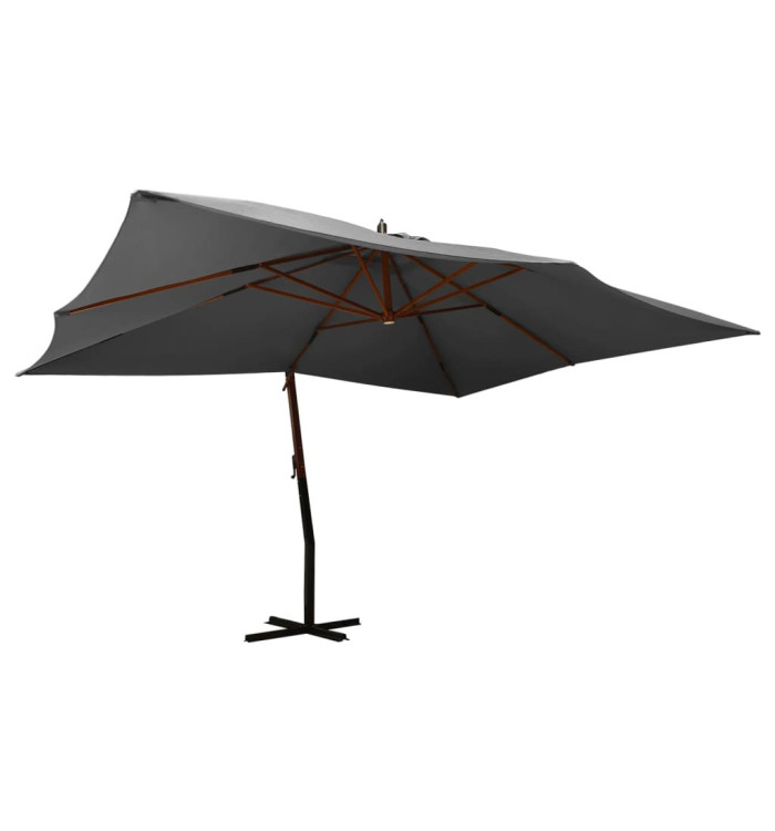 Parasol de jardin en porte-à-faux avec mât en bois anthracite | Mobilier & Déco