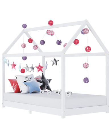 Cadre de lit d'enfant Blanc Bois de pin massif 90 x 200 cm | Mobilier & Déco