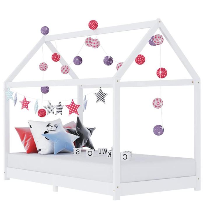 Cadre de lit d'enfant Blanc Bois de pin massif 90 x 200 cm | Mobilier & Déco