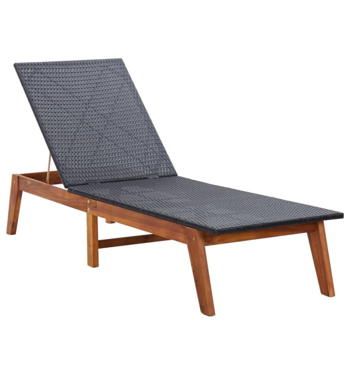 Chaise longue Résine tressée et bois d'acacia massif | Mobilier & Déco