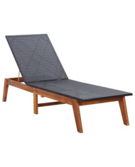 Chaise longue Résine tressée et bois d'acacia massif | Mobilier & Déco