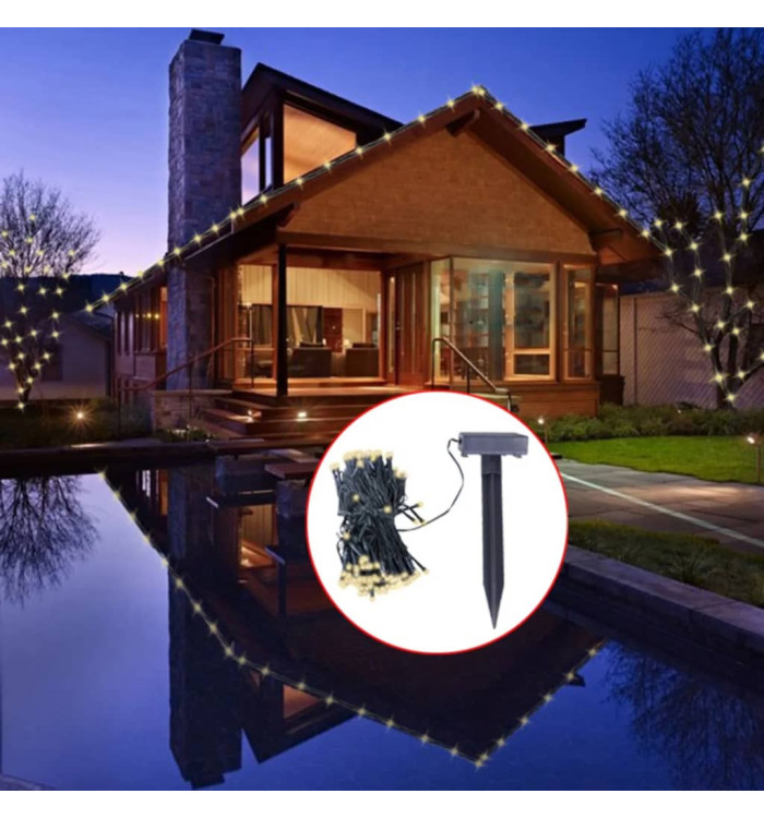 Guirlande lumineuse solaire LED blanc chaud Décoration de Noël | Mobilier & Déco