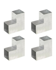 Connecteurs de poteau 4pcs Forme en L Métal galvanisé 101x101mm | Mobilier & Déco