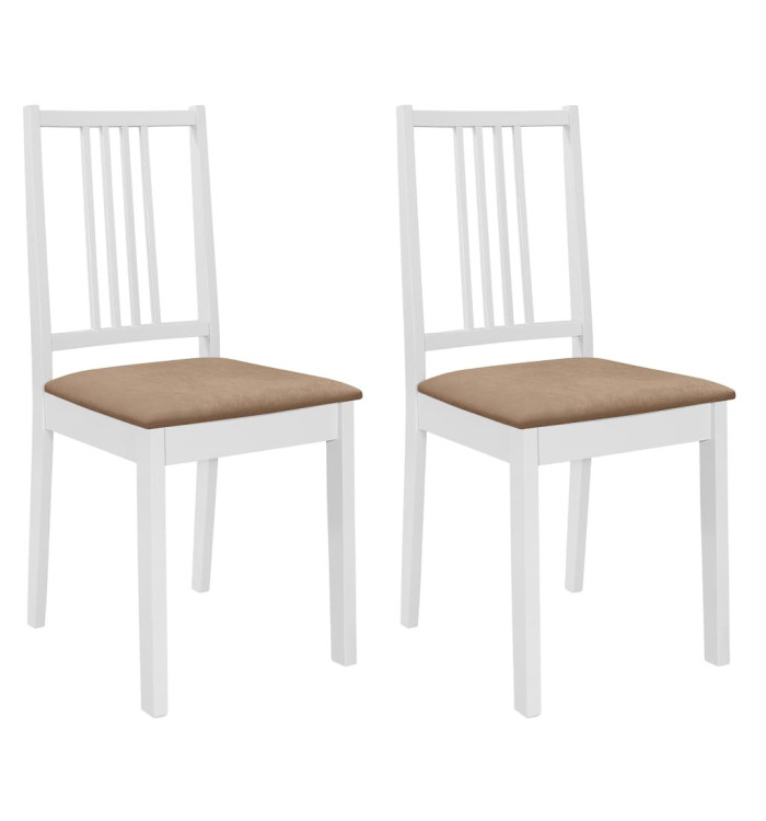 Chaises à manger avec coussins lot de 2 blanc bois solide | Mobilier & Déco