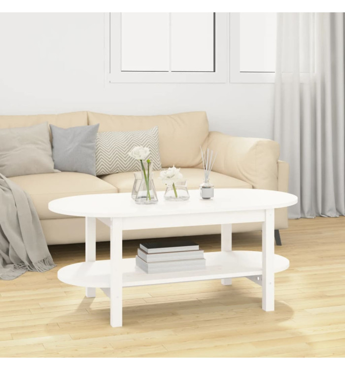 Table basse Blanc 110x55x45 cm Bois massif de pin | Mobilier & Déco