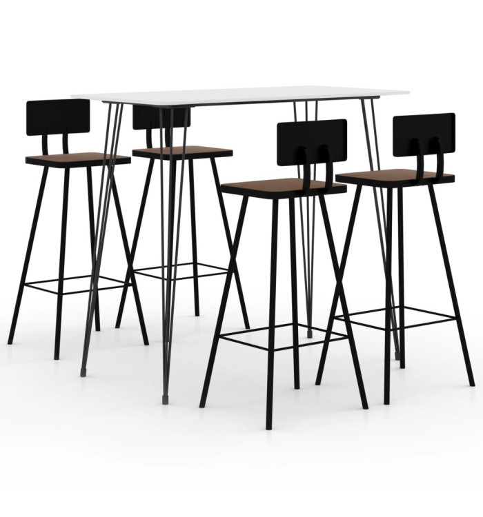 Ensemble de bar 5 pcs Blanc | Mobilier & Déco