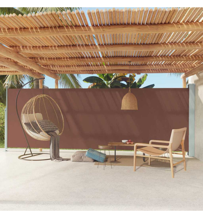 Auvent latéral rétractable de patio 180x600 cm Marron | Mobilier & Déco