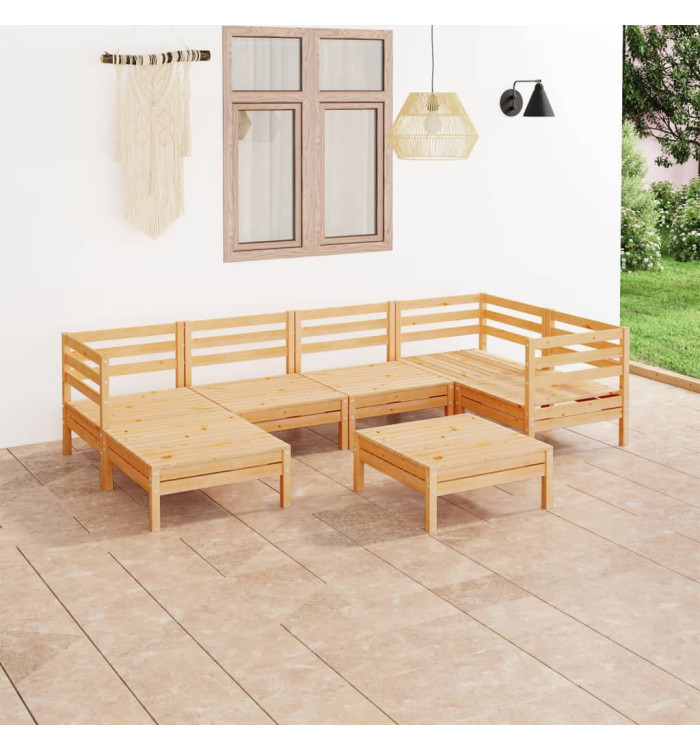 Salon de jardin 7 pcs Bois de pin massif | Mobilier & Déco