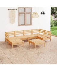 Salon de jardin 7 pcs Bois de pin massif | Mobilier & Déco