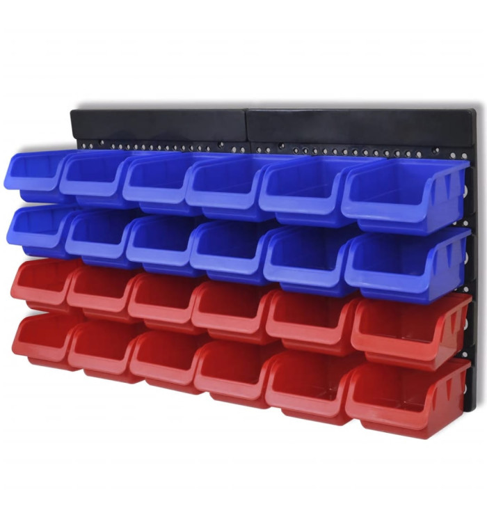Étagère à outils de garage murale 2 pcs Bleu et rouge | Mobilier & Déco