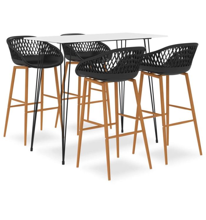 Ensemble de bar 5 pcs Blanc et noir | Mobilier & Déco