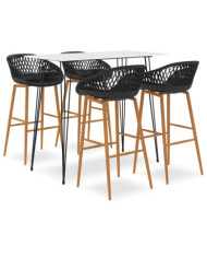 Ensemble de bar 5 pcs Blanc et noir | Mobilier & Déco