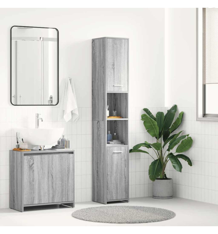 Armoire de bain Sonoma gris 30x30x183,5 cm Bois d'ingénierie | Mobilier & Déco