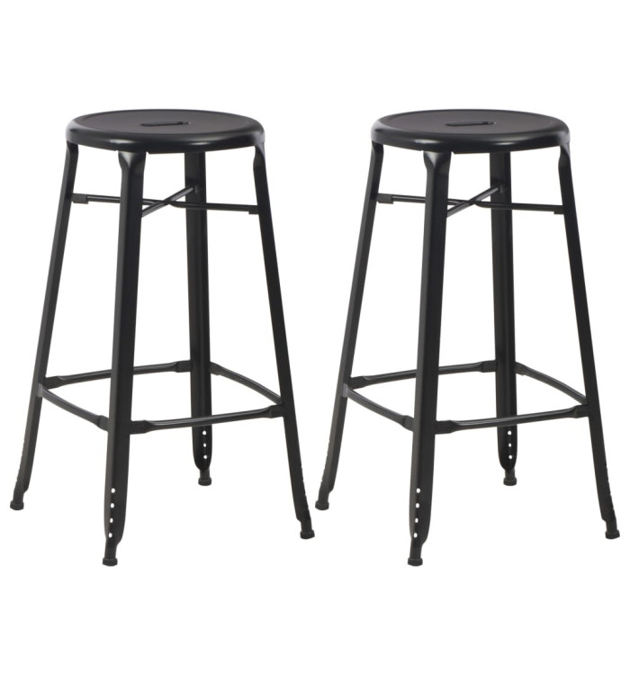 Tabourets de bar lot de 2 noir acier | Mobilier & Déco