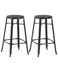 Tabourets de bar lot de 2 noir acier | Mobilier & Déco