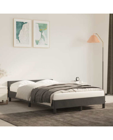 Cadre de lit sans matelas gris foncé 120x200 cm velours | Mobilier & Déco