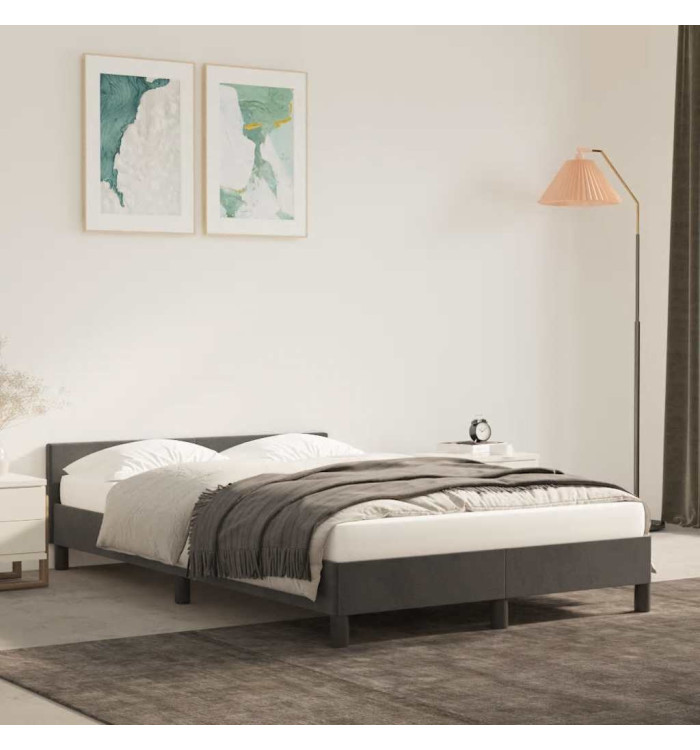 Cadre de lit sans matelas gris foncé 120x200 cm velours | Mobilier & Déco
