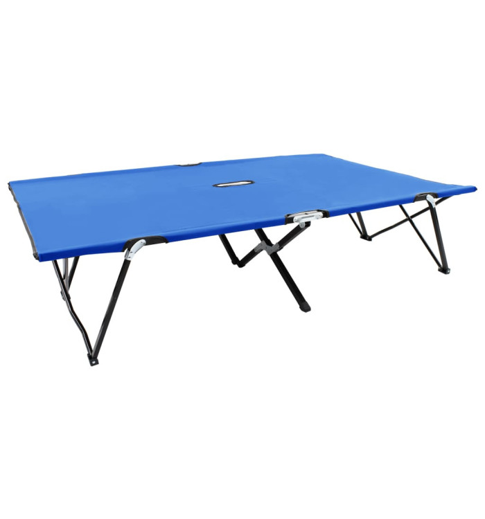 Chaise longue pliable 2 places Bleu Acier | Mobilier & Déco