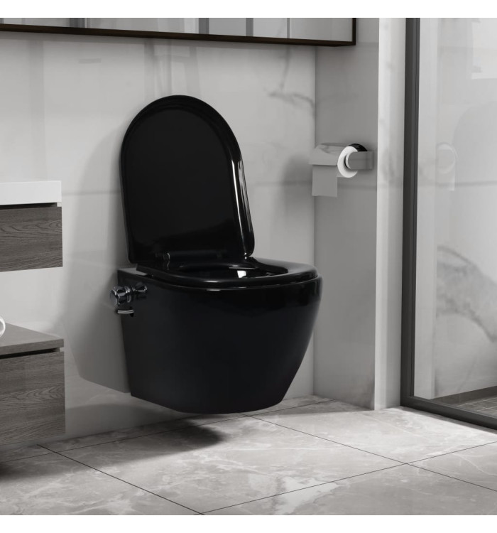 Toilette murale sans bord à fonction de bidet Céramique Noir | Mobilier & Déco