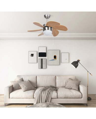 Ventilateur de plafond avec lampe 76 cm Marron clair | Mobilier & Déco