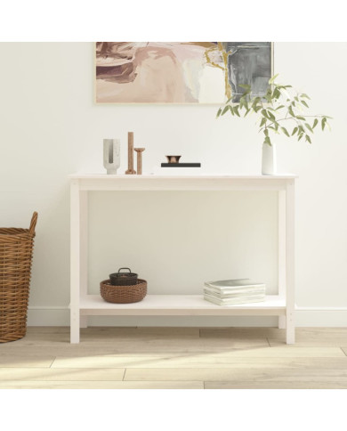 Table console Blanc 110x40x80 cm Bois massif de pin | Mobilier & Déco