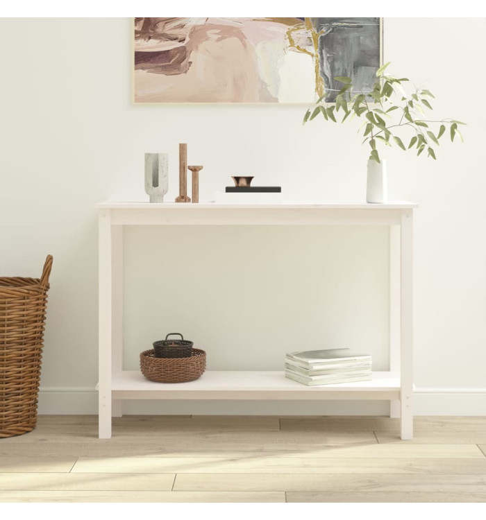 Table console Blanc 110x40x80 cm Bois massif de pin | Mobilier & Déco