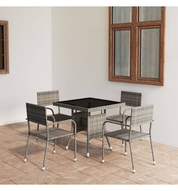 Ensemble à manger de jardin 5 pcs Résine tressée Gris | Mobilier & Déco