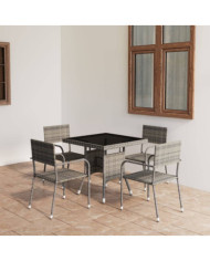 Ensemble à manger de jardin 5 pcs Résine tressée Gris | Mobilier & Déco