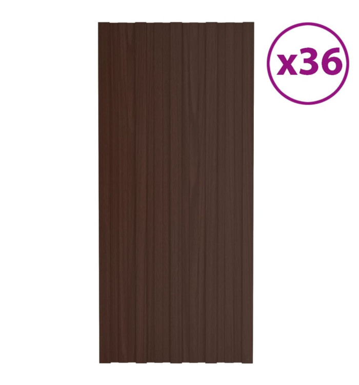 Panneaux de toiture 36 pcs Acier galvanisé Marron 100x45 cm | Mobilier & Déco