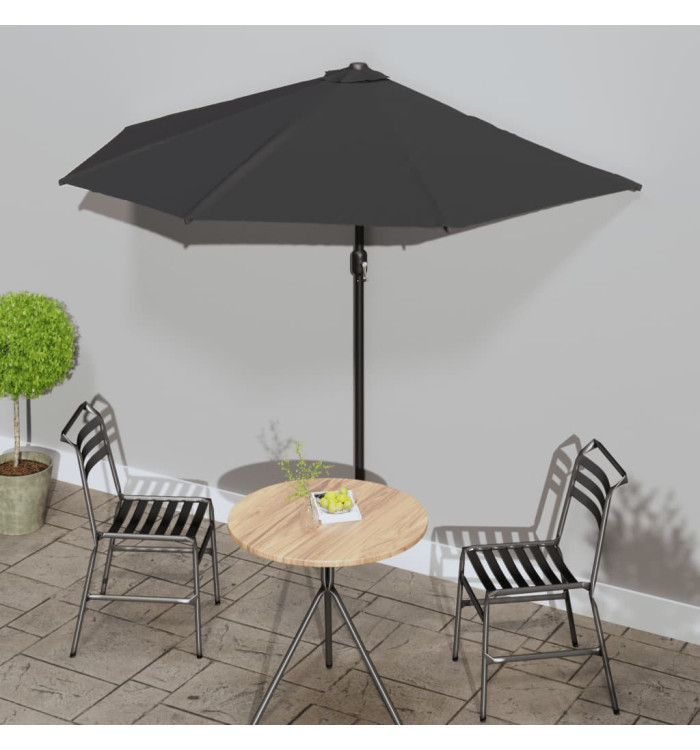 Parasol de balcon avec mât en aluminium Noir 270x144x222cm Demi | Mobilier & Déco