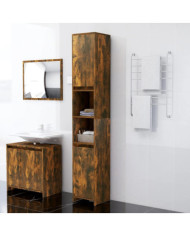Armoire de bain Chêne fumé 30x30x183,5 cm Bois d'ingénierie | Mobilier & Déco