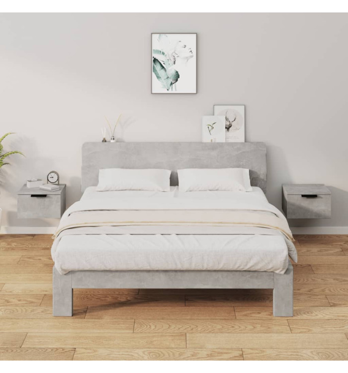 Tables de chevet murales 2 pcs Gris béton 34x30x20 cm | Mobilier & Déco