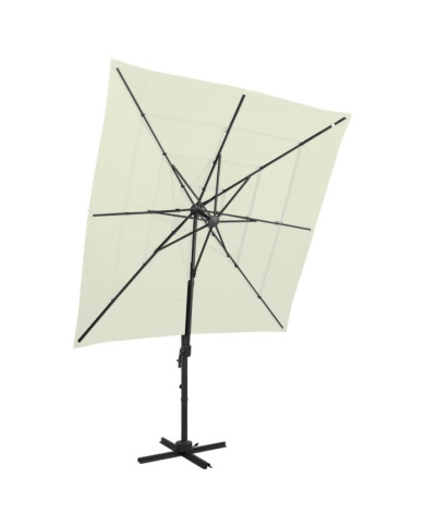 Parasol de jardin à 4 niveaux avec mât en aluminium sable | Mobilier & Déco