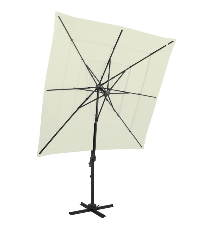 Parasol de jardin à 4 niveaux avec mât en aluminium sable | Mobilier & Déco