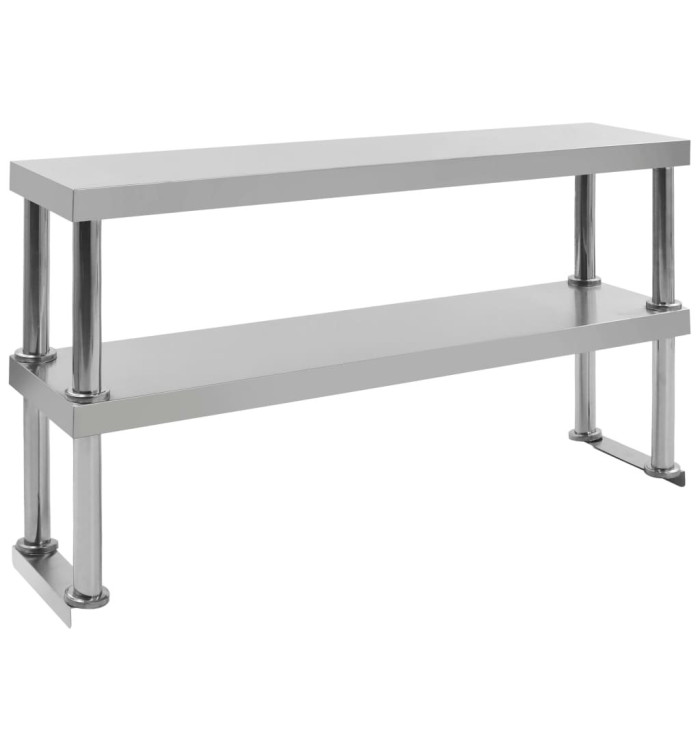 Étagère de table de travail 2 niveaux 120x30x65 cm Inox | Mobilier & Déco