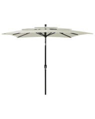 Parasol de jardin à 3 niveaux avec mât en aluminium sable | Mobilier & Déco