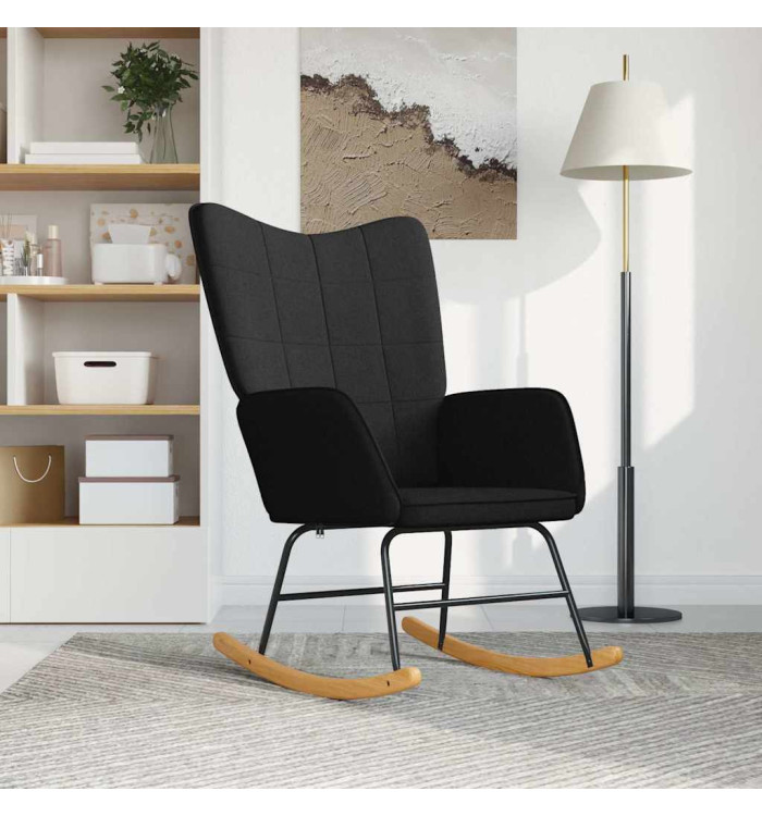 Chaise à bascule Noir Tissu | Mobilier & Déco