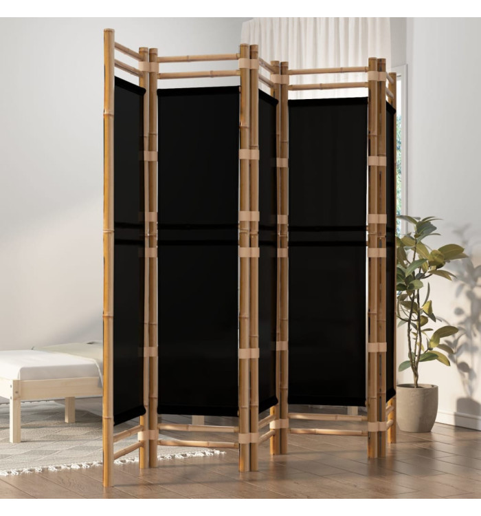 Cloison de séparation pliante 5 panneaux 200 cm Bambou et toile | Mobilier & Déco