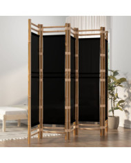 Cloison de séparation pliante 5 panneaux 200 cm Bambou et toile | Mobilier & Déco